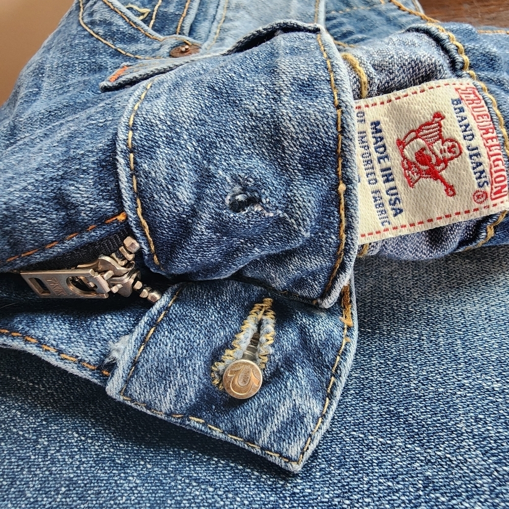 VTG TRUE RELIGION JEANS WOMENS 32 TWISTED SEAM FLARE LEG LOW RISE USA Horseshoe - Picture 11 of 15